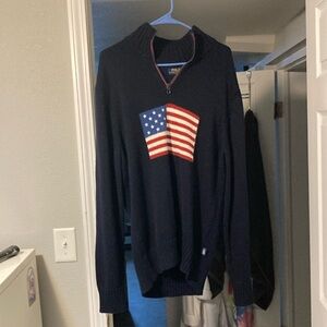 Polo Ralph Lauren Quarter Zip Knit American Flag Sweater